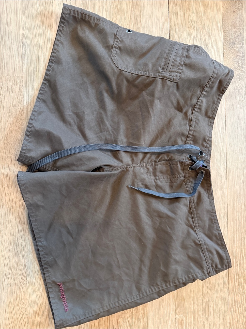 Patagonia Olive Brown Board Shorts with Drawstring